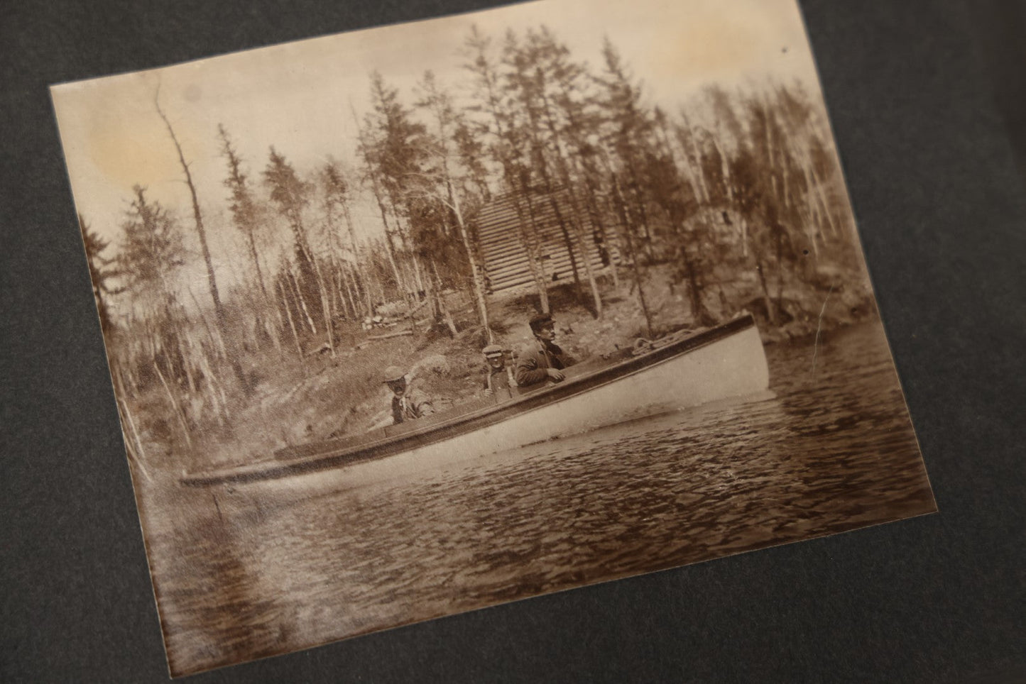 Lot 043 - Antique Early 20th Century Snap Shot Photo Album Chronicling The Lives And Adventures Of Outdoorsmen, Canoeing, Camping, Hunting, Snow Shoeing, Winter Scenes, Note Wear And Soft Focus