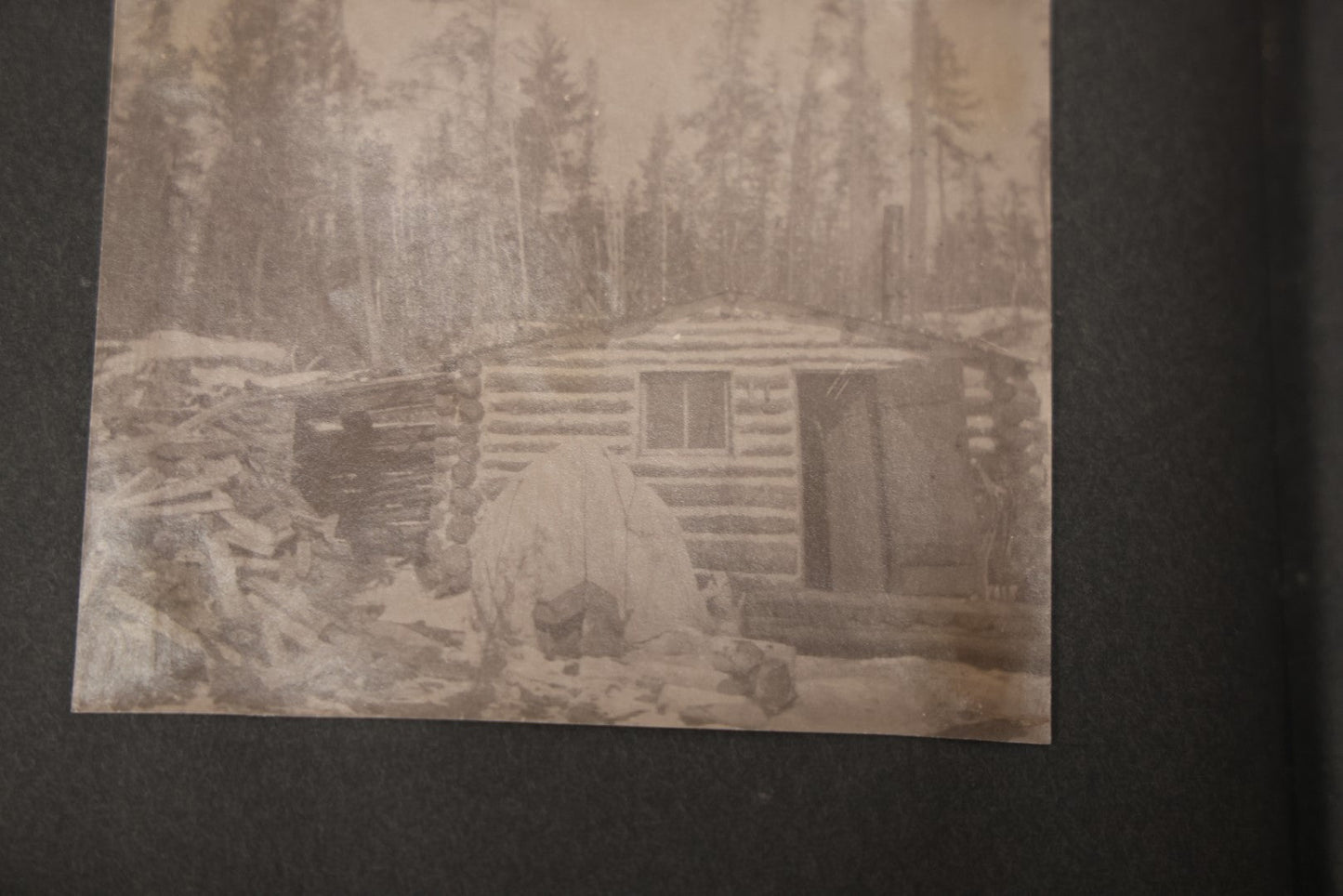 Lot 043 - Antique Early 20th Century Snap Shot Photo Album Chronicling The Lives And Adventures Of Outdoorsmen, Canoeing, Camping, Hunting, Snow Shoeing, Winter Scenes, Note Wear And Soft Focus