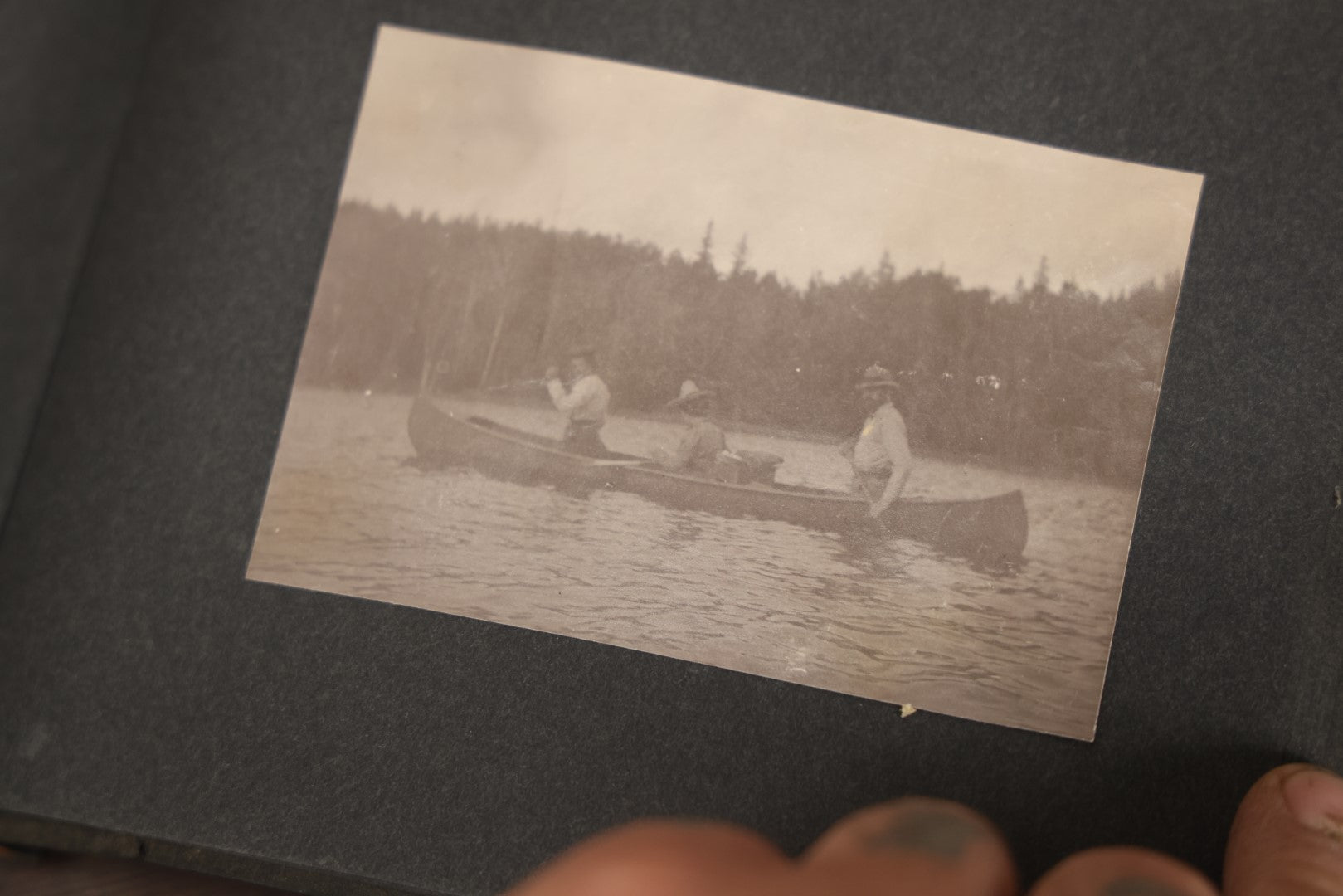 Lot 043 - Antique Early 20th Century Snap Shot Photo Album Chronicling The Lives And Adventures Of Outdoorsmen, Canoeing, Camping, Hunting, Snow Shoeing, Winter Scenes, Note Wear And Soft Focus