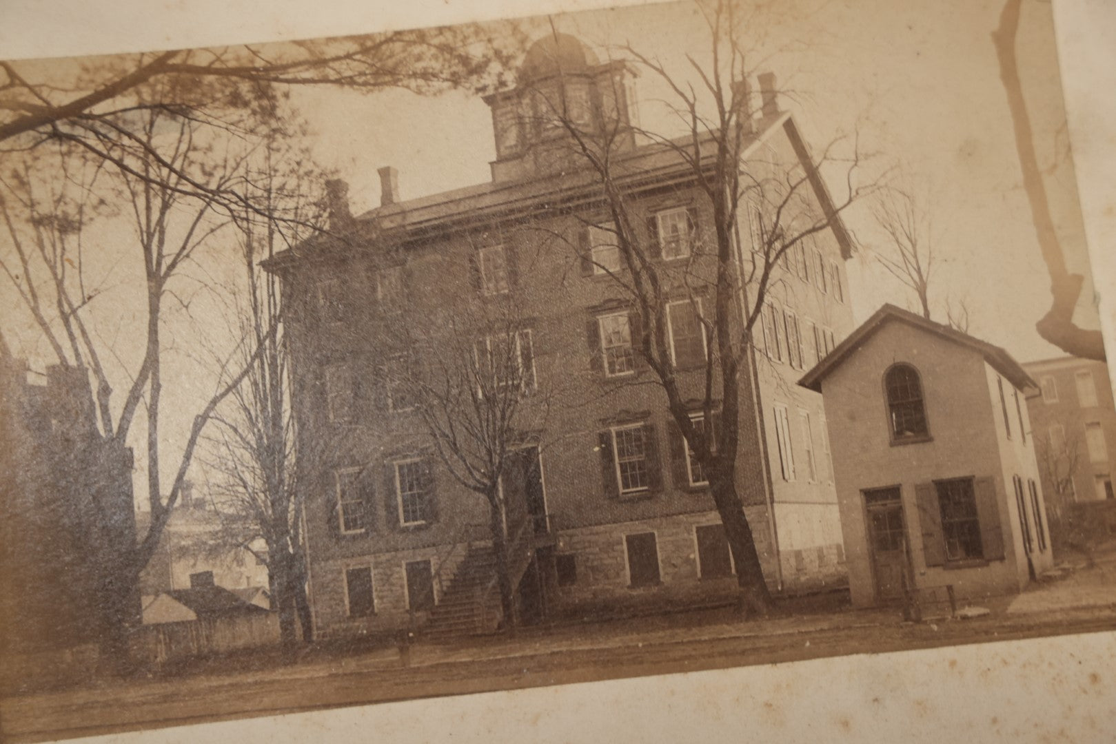 Lot 046 - Grouping Of 10+ Antique Boarded Photographs (Two Photos Per Each, Double Sided) Featuring Landscapes, Buildings, Possible Early Photo Of San Francisco Street, Etc., Circa 1880s