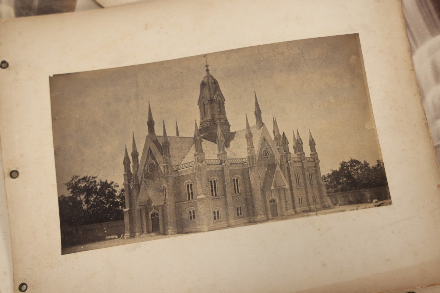 Lot 046 - Grouping Of 10+ Antique Boarded Photographs (Two Photos Per Each, Double Sided) Featuring Landscapes, Buildings, Possible Early Photo Of San Francisco Street, Etc., Circa 1880s