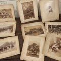 Lot 047 - Grouping Of 9+ Antique Boarded Photographs (Two Photos Per Each, Double Sided) Featuring People On Horseback, Couple Sleeping On Porch, Various Group Nature Photos, Circa 1880s