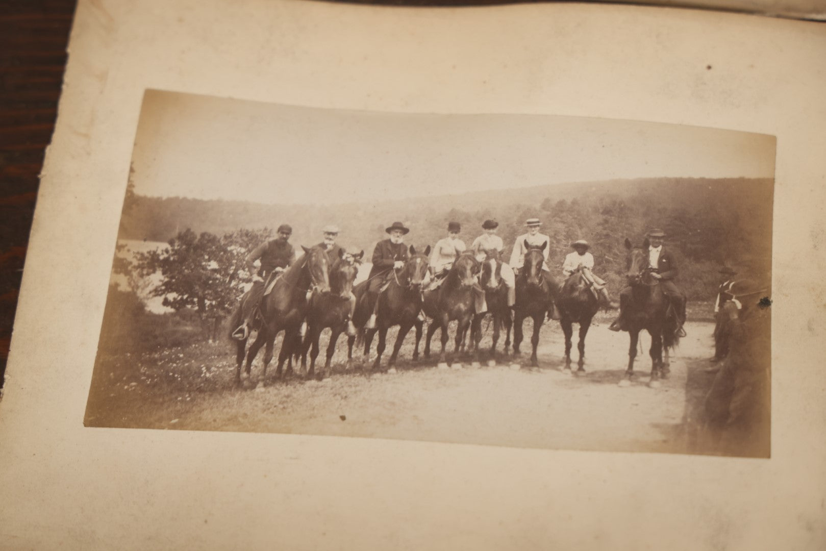 Lot 047 - Grouping Of 9+ Antique Boarded Photographs (Two Photos Per Each, Double Sided) Featuring People On Horseback, Couple Sleeping On Porch, Various Group Nature Photos, Circa 1880s