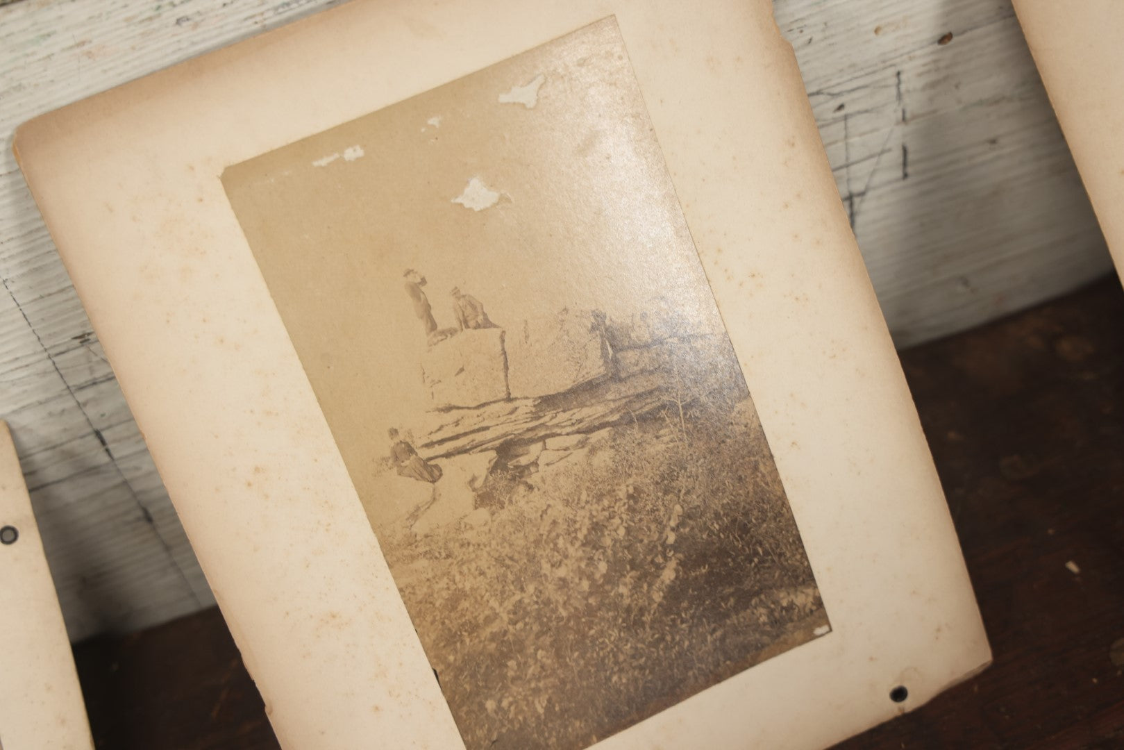 Lot 047 - Grouping Of 9+ Antique Boarded Photographs (Two Photos Per Each, Double Sided) Featuring People On Horseback, Couple Sleeping On Porch, Various Group Nature Photos, Circa 1880s