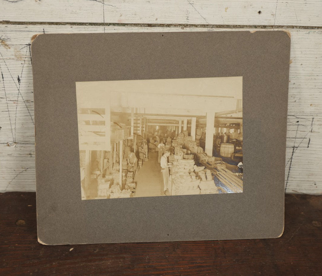 Lot 048 - Antique Boarded Occupational Photograph, Workers In A Boot And Shoe Factory, Note Piles Of Soles