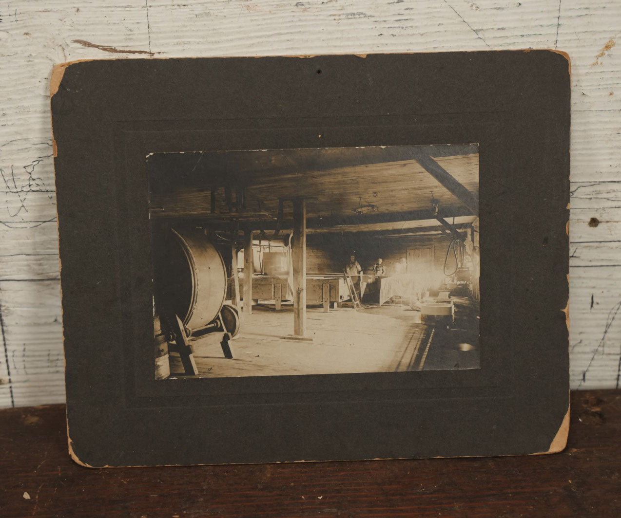 Lot 049 - Antique Boarded Occupational Photograph, Workers In A Factory, Possible Paper Factory, With Machinery, Back Marked Frank, Taken In 1902