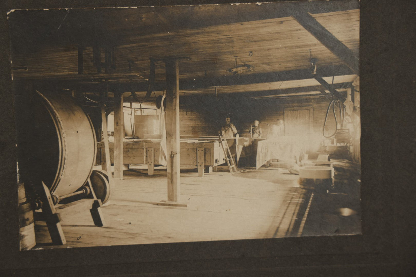 Lot 049 - Antique Boarded Occupational Photograph, Workers In A Factory, Possible Paper Factory, With Machinery, Back Marked Frank, Taken In 1902