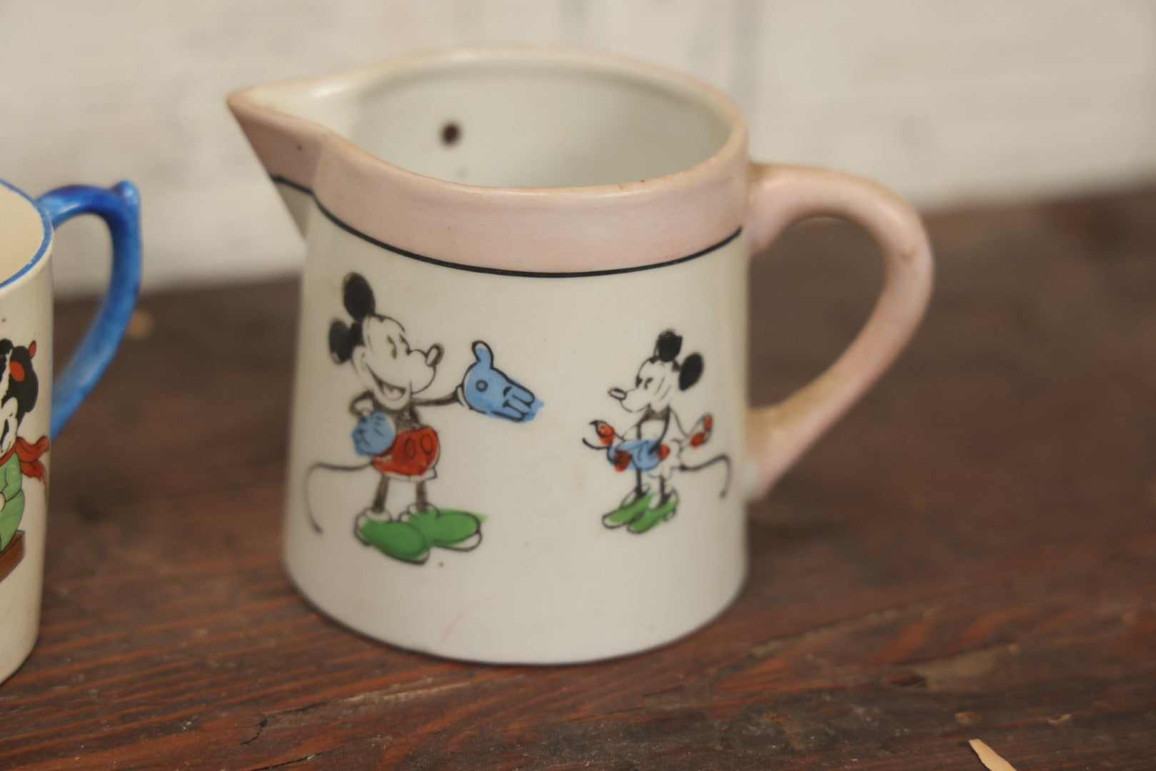 Lot 057 - Pair Of Vintage Mickey And Minnie Mouse Disney Porcelain Pieces, Made In Japan, Creamer And Mug