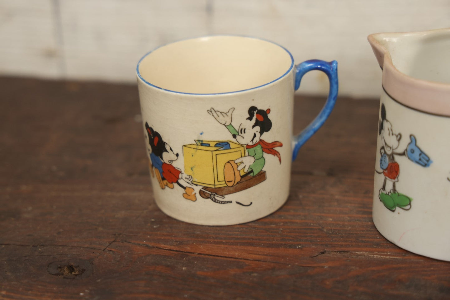 Lot 057 - Pair Of Vintage Mickey And Minnie Mouse Disney Porcelain Pieces, Made In Japan, Creamer And Mug