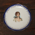 Lot 062 - Antique Porcelain Transferware Plate, With Woman With White Scarf, Tiara With Star In Hair, Limoges China