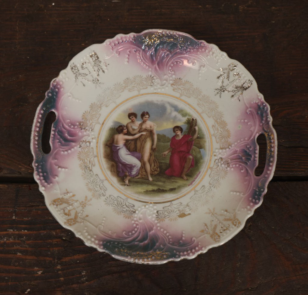 Lot 064 - Antique Porcelain Transferware Plate, With Mythical Scene, Semi Nude Women, Marked Angelica Kauffman