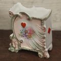 Lot 066 - Antique Porcelain Playing Cards Deck Holder With Card Suits, Floral Scene, Likely German