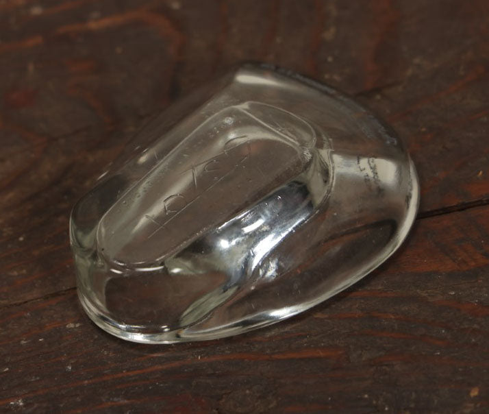 Lot 072 - Vintage Glass Bedpan Novelty Advertising Paperweight, The Jones Metal Products Co., West Lafayette, Ohio, "Relax"