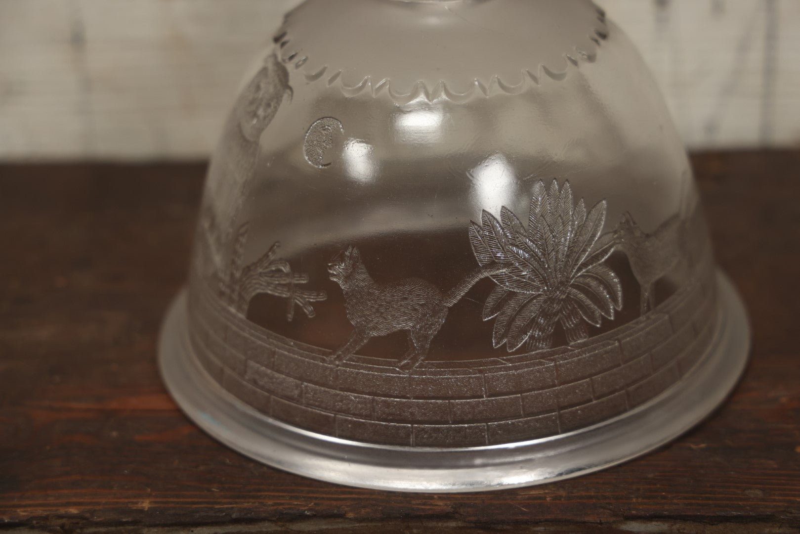 Lot 073 - Antique E.A.P.G. Early American Pattern Glass Cheese Or Butter Keeper Dome Cover With Black Cats, Owls, Man In The Moon 