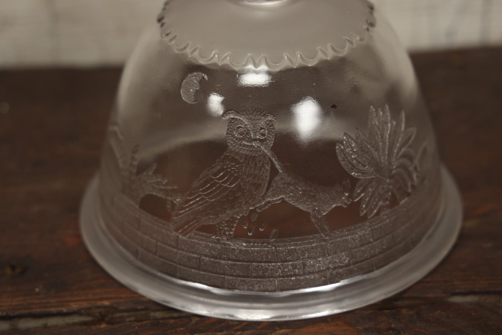 Lot 073 - Antique E.A.P.G. Early American Pattern Glass Cheese Or Butter Keeper Dome Cover With Black Cats, Owls, Man In The Moon 