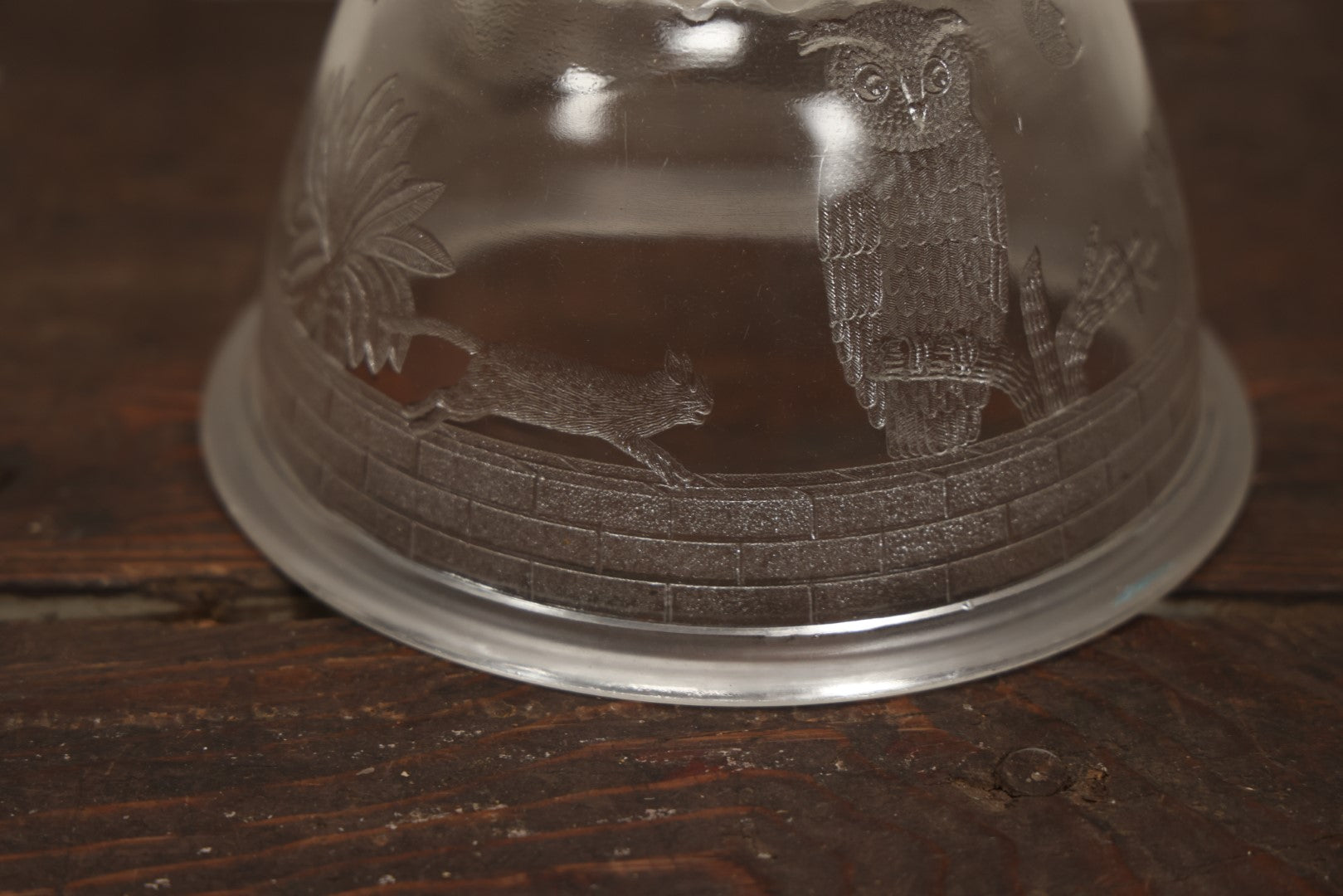 Lot 073 - Antique E.A.P.G. Early American Pattern Glass Cheese Or Butter Keeper Dome Cover With Black Cats, Owls, Man In The Moon 