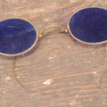Lot 077 - Antique Late 19th Century Blue Tinted Wire Frame Round Lens Sunglasses