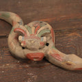 Lot 079 - Vintage Redware Ceramic Snake Aztec Mexican Pottery Whistle Ocarina, Note Various Wear, Cracking, Losses, Makes Noise