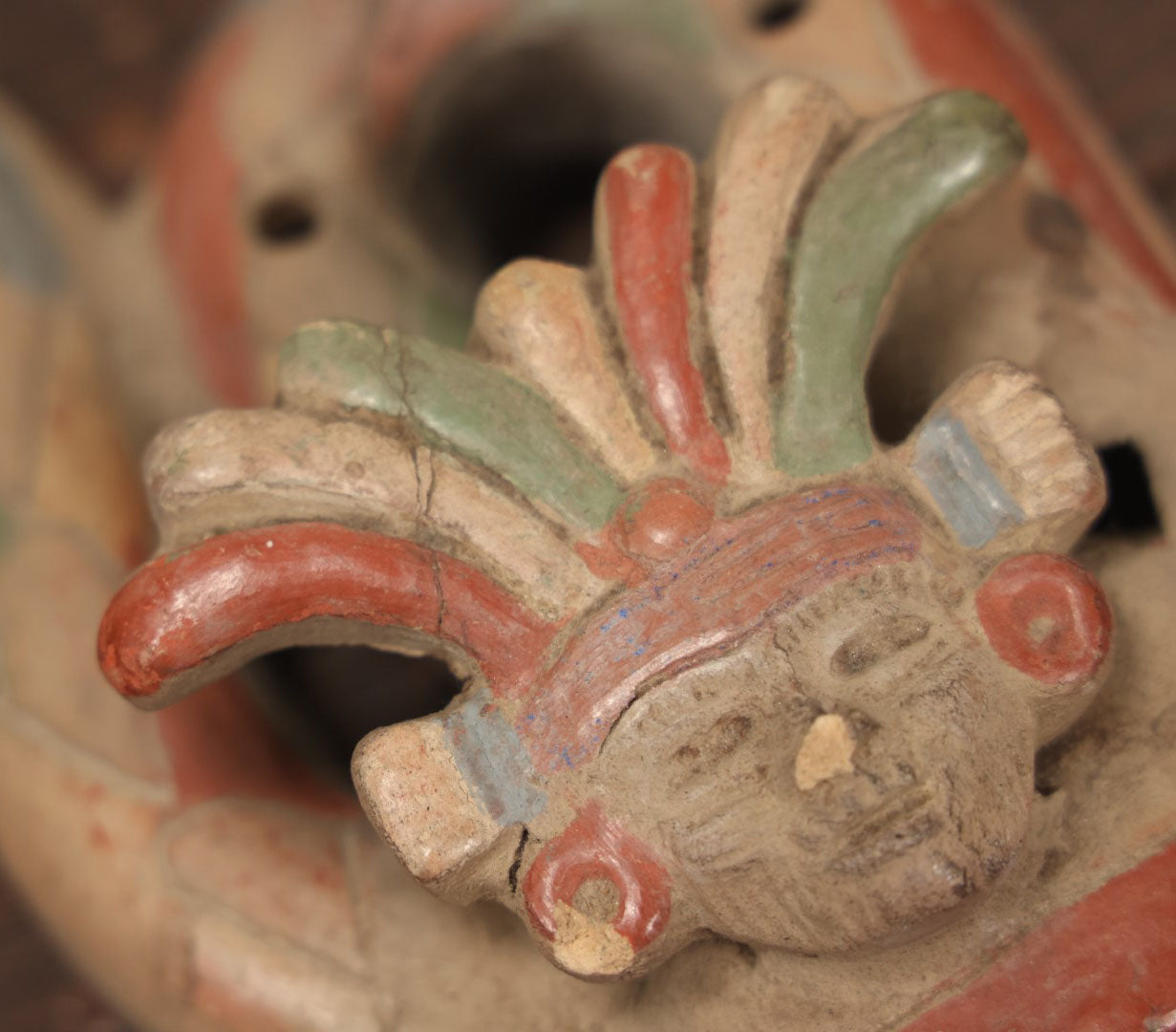 Lot 079 - Vintage Redware Ceramic Snake Aztec Mexican Pottery Whistle Ocarina, Note Various Wear, Cracking, Losses, Makes Noise