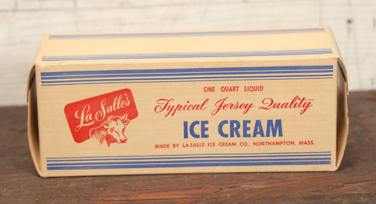 Lot 088 - Vintage One Quart Ice Cream Box, Typical Jersey Quality Ice Cream Made By La Salle Ice Cream Co., Northampton, Massachusetts