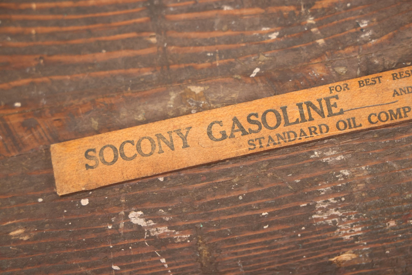 Lot 095 - Vintage Socony Gasoline And Polarine Oil And Greases Oil And Fuel Advertising Measuring Stick, Standard Oil Company Of New York, 17" Total Length