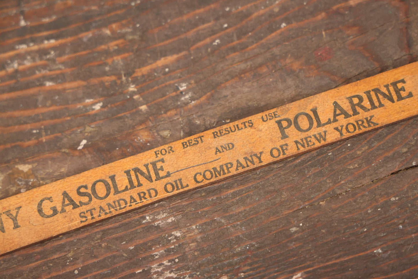 Lot 095 - Vintage Socony Gasoline And Polarine Oil And Greases Oil And Fuel Advertising Measuring Stick, Standard Oil Company Of New York, 17" Total Length