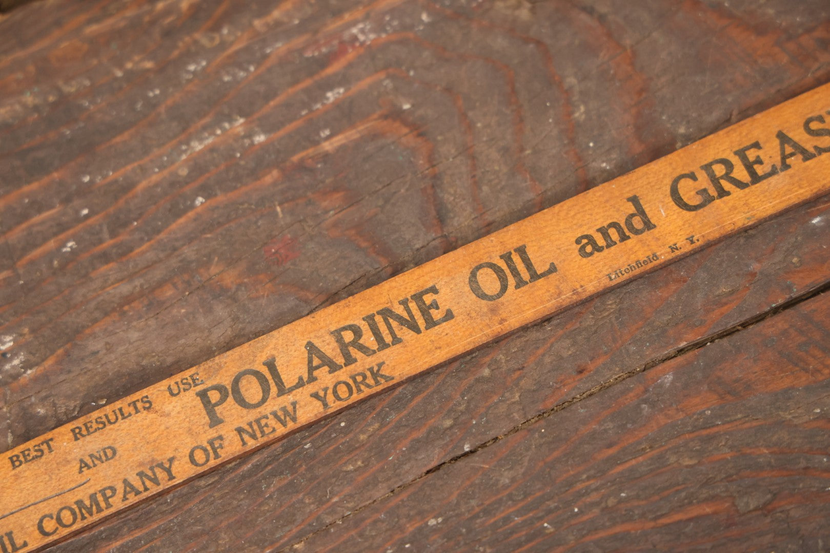 Lot 095 - Vintage Socony Gasoline And Polarine Oil And Greases Oil And Fuel Advertising Measuring Stick, Standard Oil Company Of New York, 17" Total Length