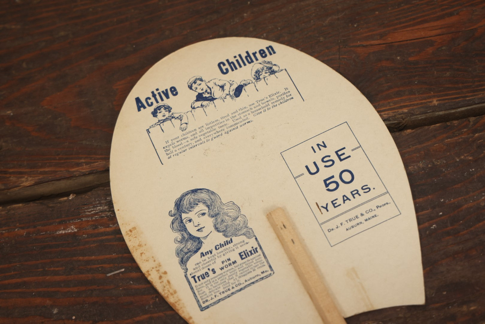 Lot 100 - Grouping Of Three Antique Paper Advertising Fans For True's Elixir, Meader's Flower Shop, And The Radcliffe Shoe