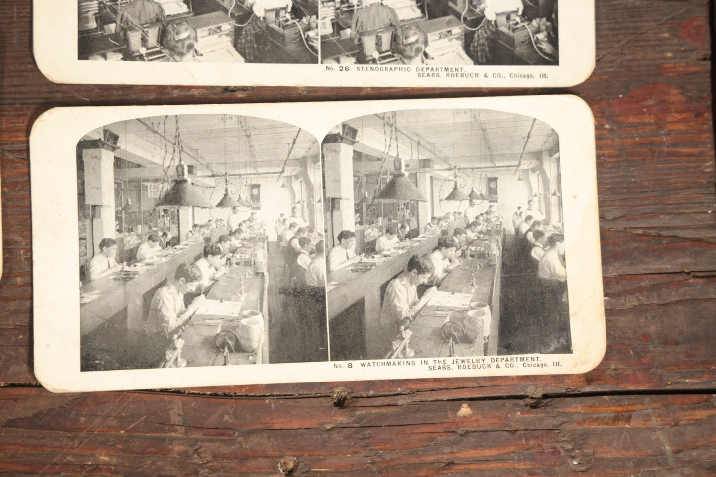 Lot 128 - Grouping Of 11 Antique Occupational Stereo View Cards Showing The Interior Operations Of Sears, Roebuck, & Co., Chicago, Illinois