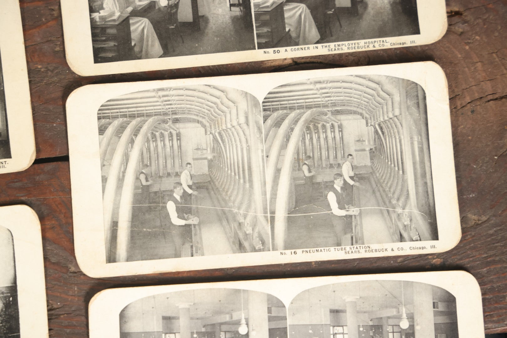 Lot 128 - Grouping Of 11 Antique Occupational Stereo View Cards Showing The Interior Operations Of Sears, Roebuck, & Co., Chicago, Illinois