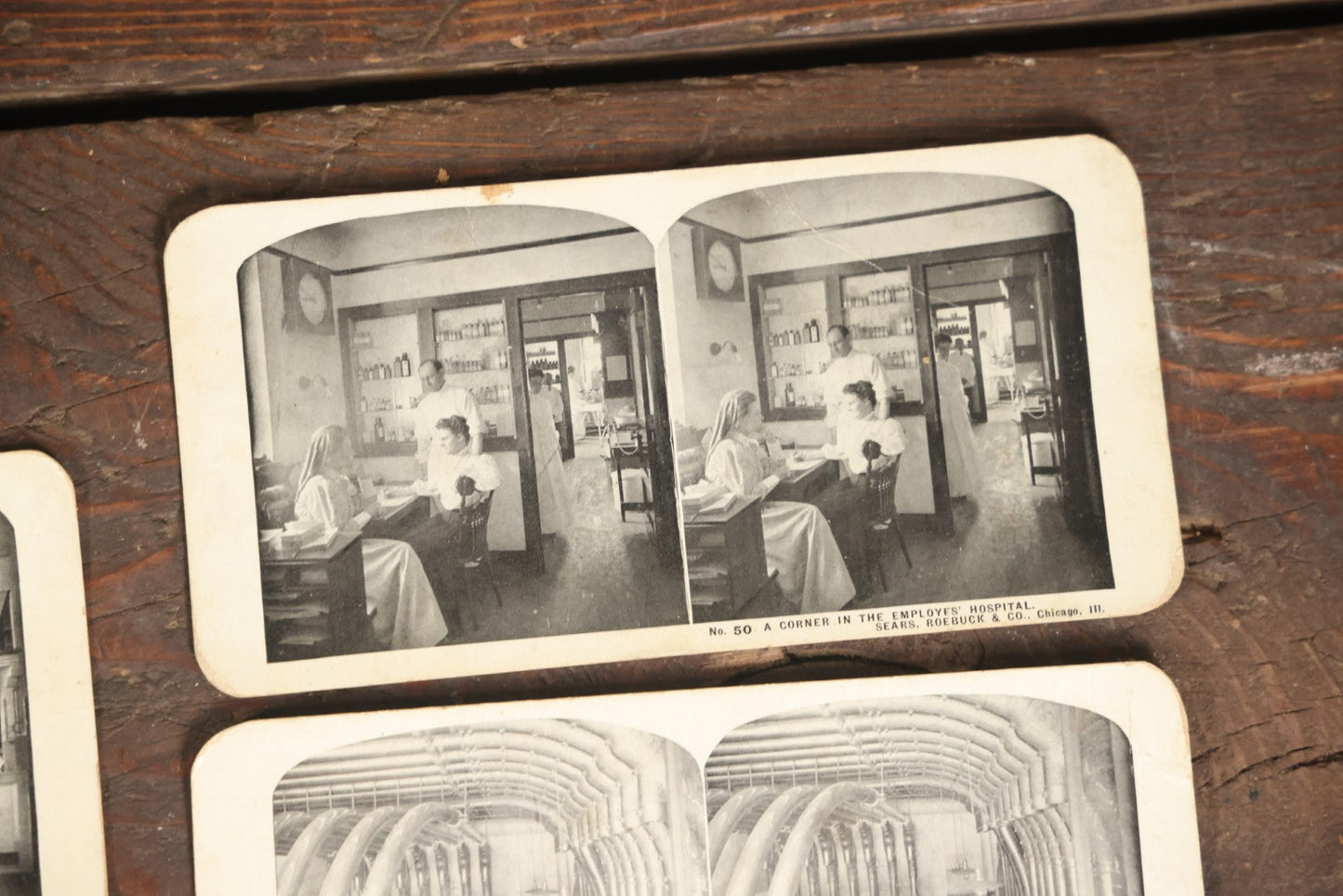 Lot 128 - Grouping Of 11 Antique Occupational Stereo View Cards Showing The Interior Operations Of Sears, Roebuck, & Co., Chicago, Illinois