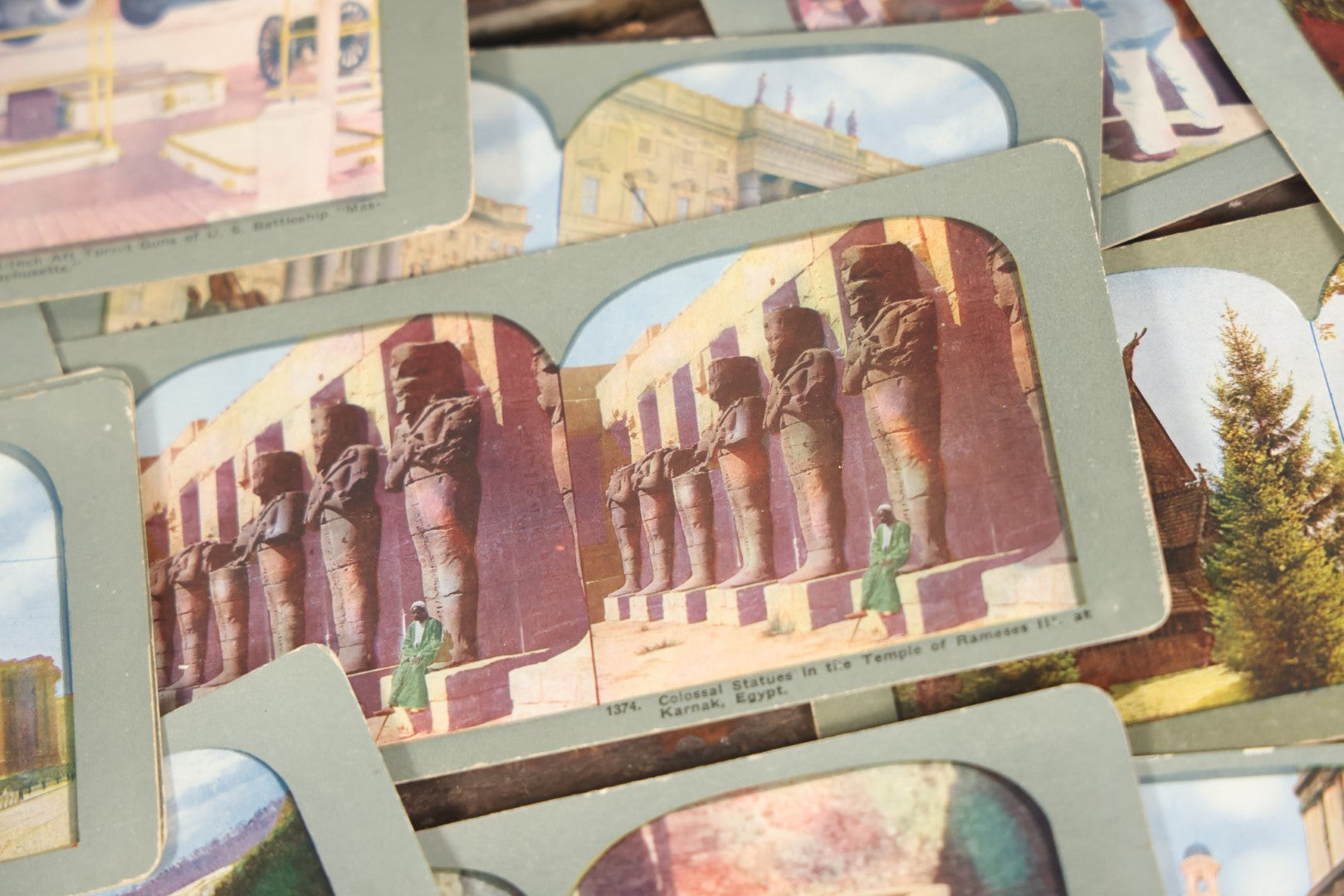 Lot 130 - Grouping Of 45 Antique Stereo View Cards Showing Various Landmarks And Tourist Attractions, Including Many With Scenes Of Egypt, New York, Battleships, And More