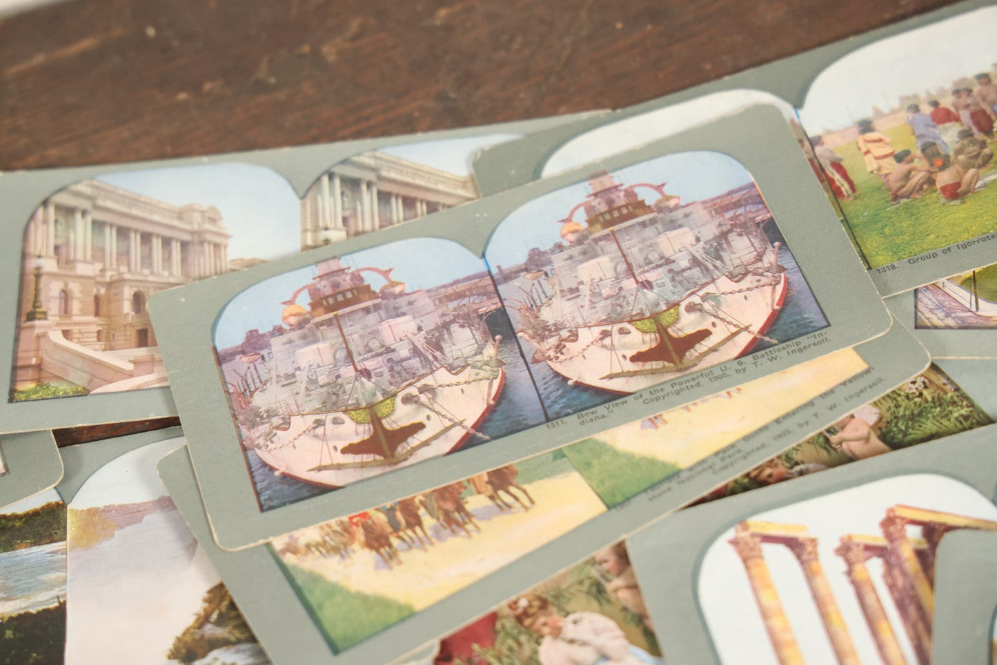 Lot 130 - Grouping Of 45 Antique Stereo View Cards Showing Various Landmarks And Tourist Attractions, Including Many With Scenes Of Egypt, New York, Battleships, And More