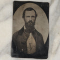 Lot 005 - Antique 1/9th Plate Pannotype Photograph Of Bearded Man, Early Photograph On Leather