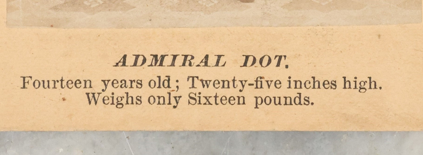 Lot 006 - Antique Carte De Visite C.D.V. Photo Of Admiral Dot, Circus Performer With Dwarfism, 25 Inches Tall, Published By E & H.T. Anthony & Co.