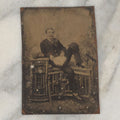 Lot 009 - Antique Tintype Photo Of A Man Casually Posing With Leg Up, Cigar In Mouth, Bowler Hat On Knee