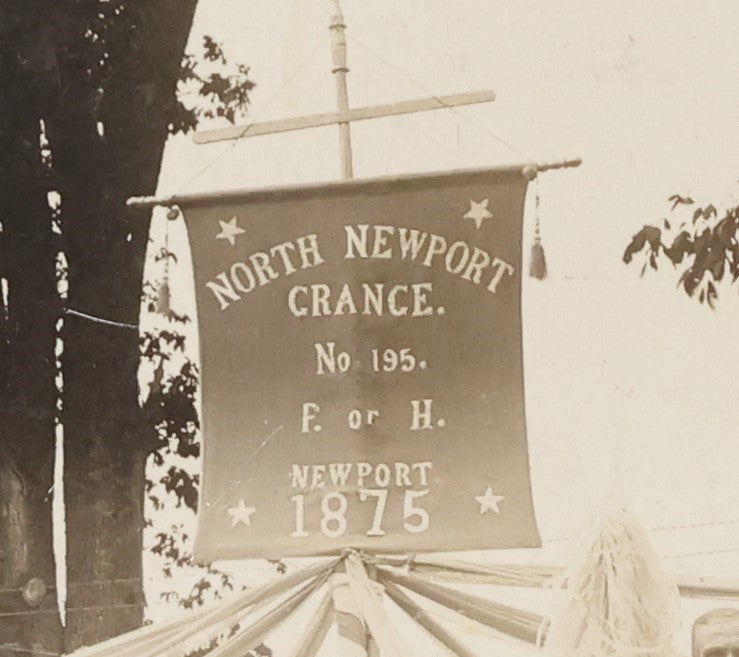 Lot 031 - Antique Boarded Photograph Of A Parade Float, North Newport Grange, Newport Maine Centennial Parade, 1914, By Novelty Photo, F. Hayes Photographer, Beverly, Massachusetts