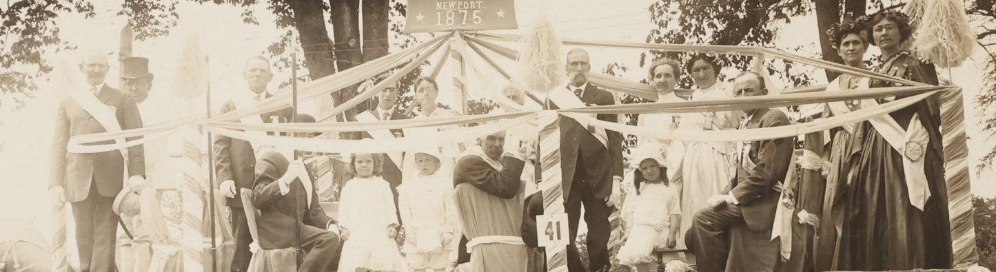 Lot 031 - Antique Boarded Photograph Of A Parade Float, North Newport Grange, Newport Maine Centennial Parade, 1914, By Novelty Photo, F. Hayes Photographer, Beverly, Massachusetts