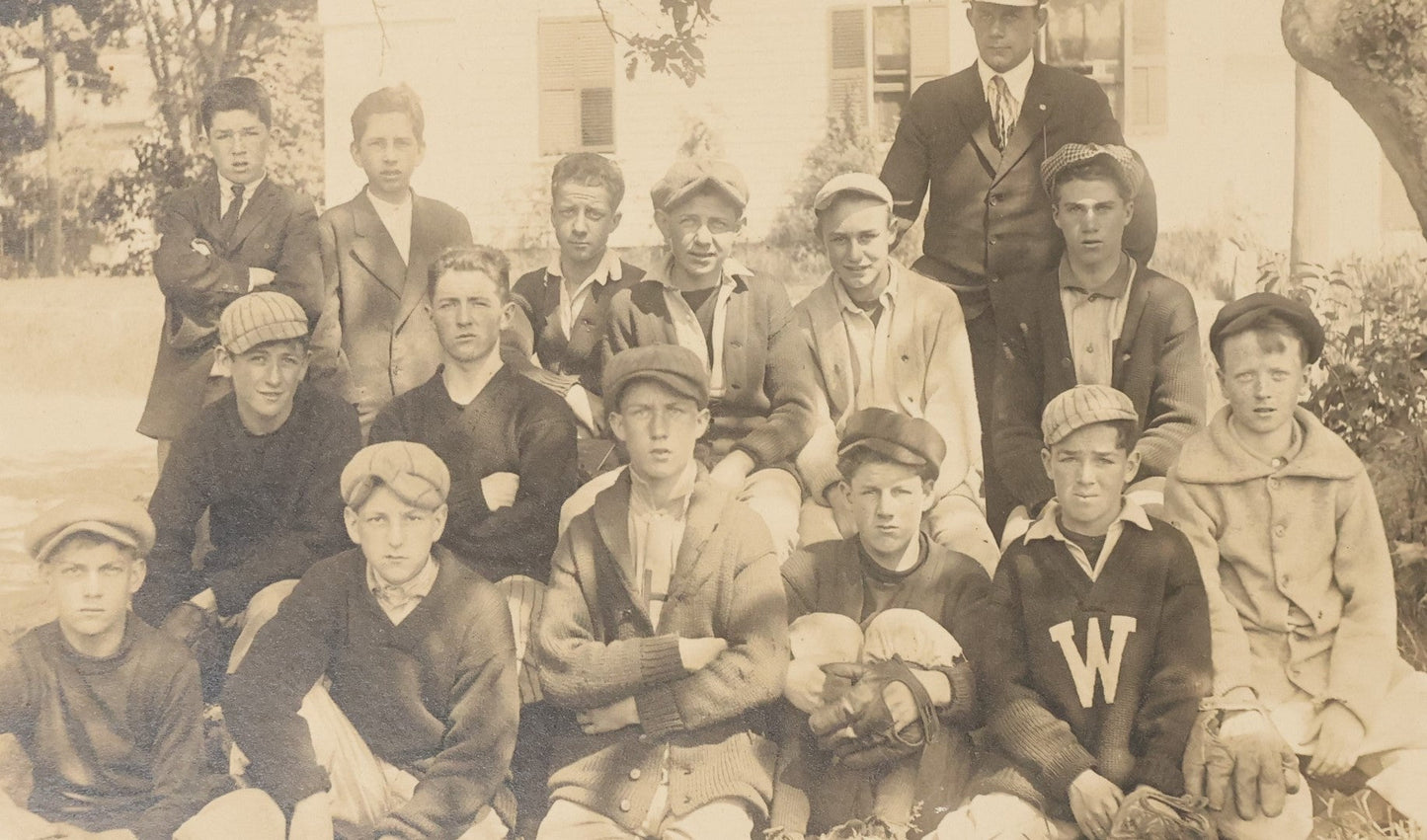 Lot 033 - Antique Boarded Photograph Of The Westboro Grammar School Boys Baseball Team, Dated June 1915 