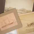 Lot 040 - Grouping Of Three Antique Boarded Photos Of Maritime Scenes, Including "Tom Cat" Boat, The U.S.S. Hartford, Circa 1875, Gloucester, Massachusetts, And A Dock / Pier