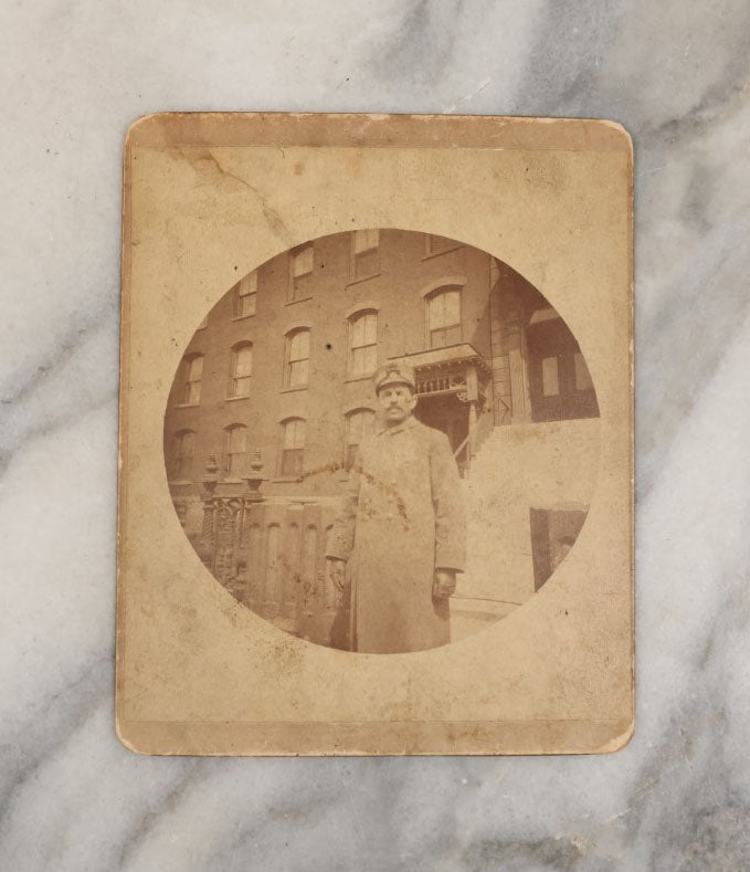 Lot 041 - Pair Of Antique Boarded Photos Of Men In Uniform, Possible Police Officers, One Outdoors In City