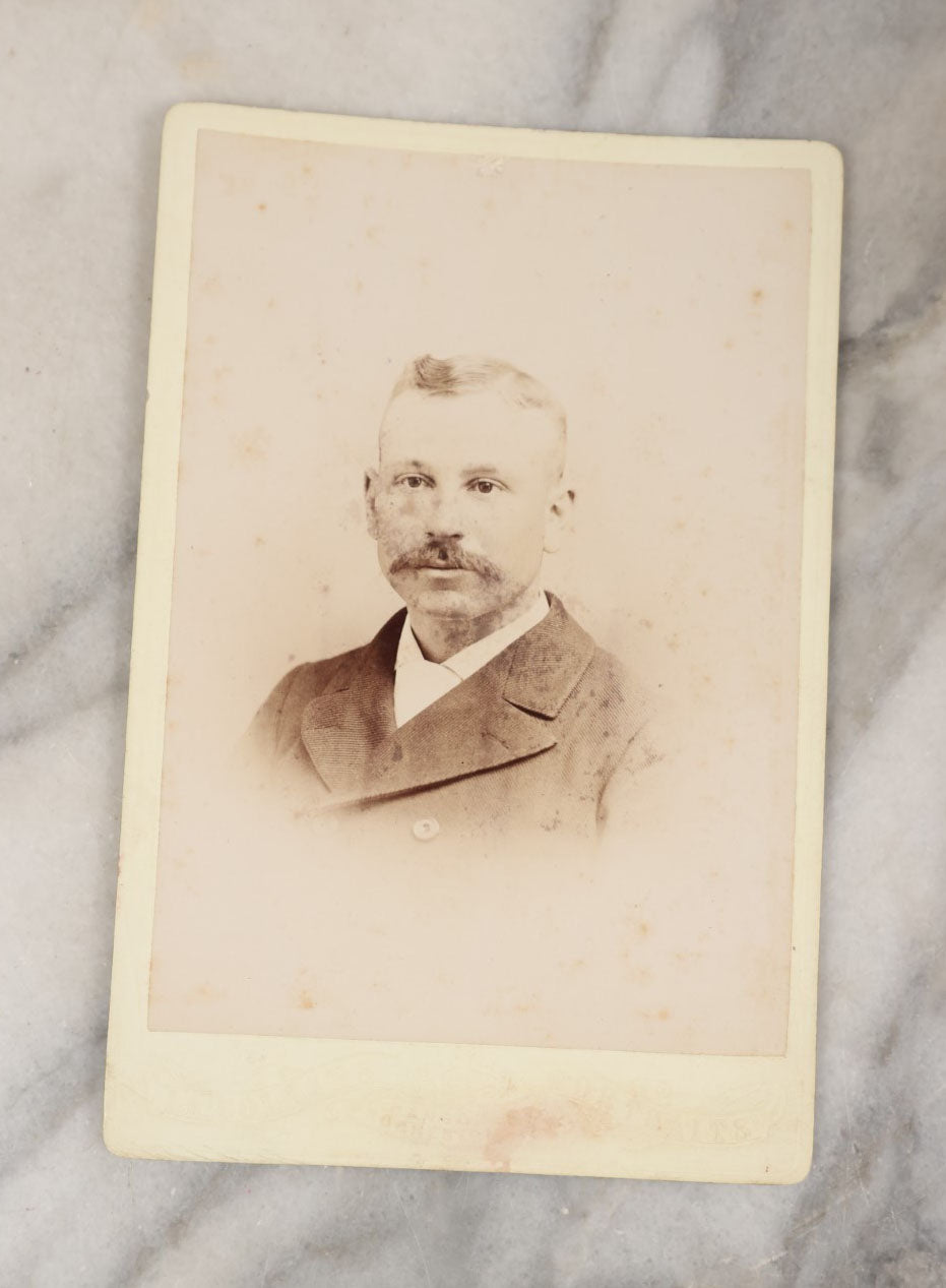 Lot 043 - Grouping Of 15+ Antique Cabinet Card Portrait Photographs Of Men, Women, And Children, Including Strikingly Handsome Man With Dark Beard, And Others, Photographers From Boston, New Hampshire, Etc. 