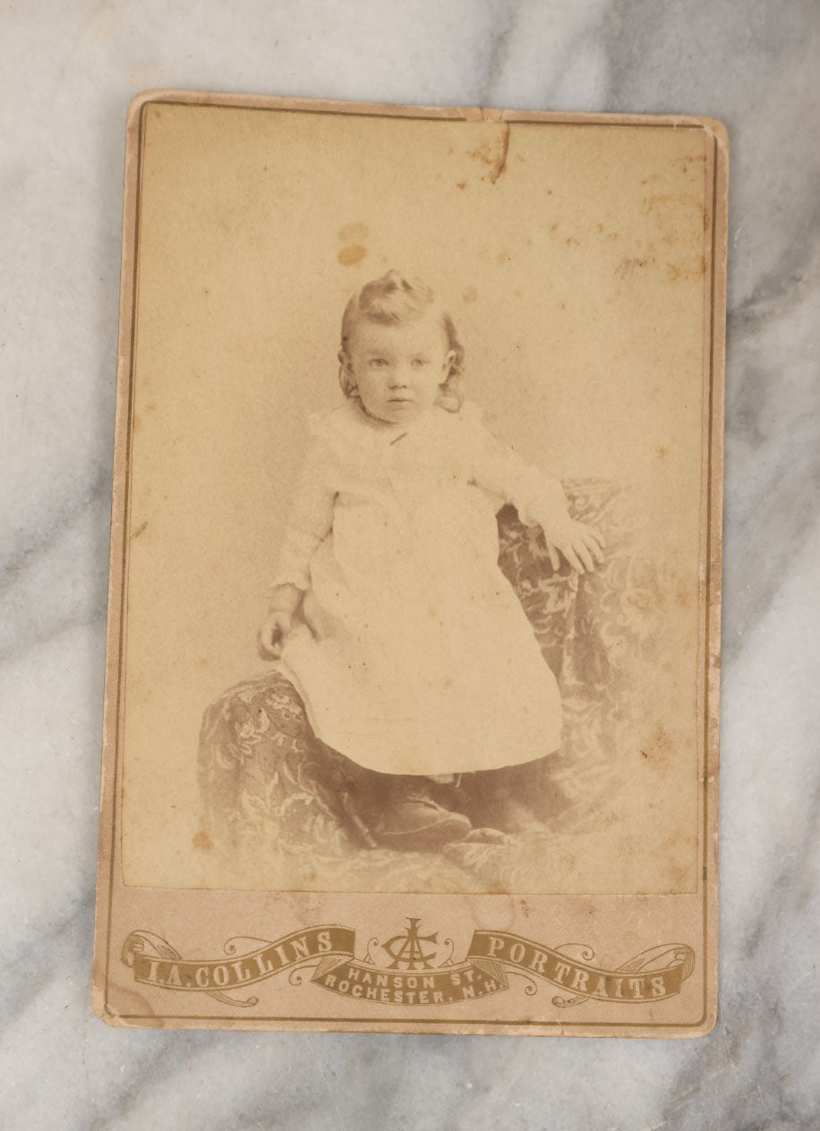 Lot 043 - Grouping Of 15+ Antique Cabinet Card Portrait Photographs Of Men, Women, And Children, Including Strikingly Handsome Man With Dark Beard, And Others, Photographers From Boston, New Hampshire, Etc. 