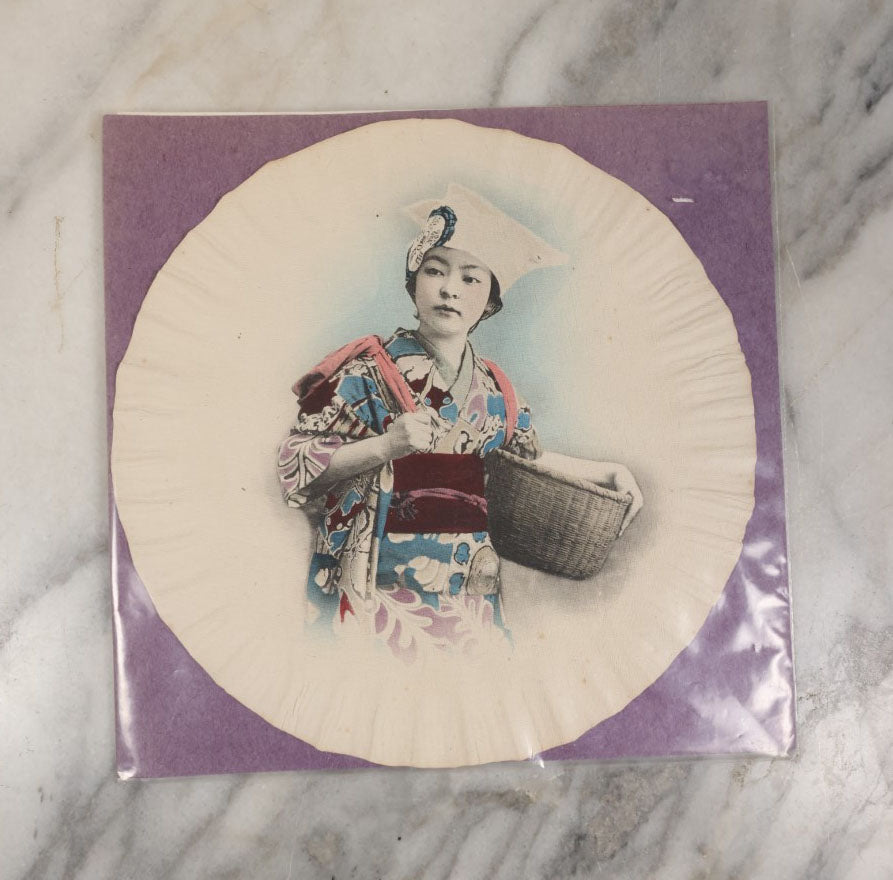 Lot 045 - Grouping Of Four Antique Photo Prints On Paper Of Japanese Women In Colorful Dress, Possibly Geishas