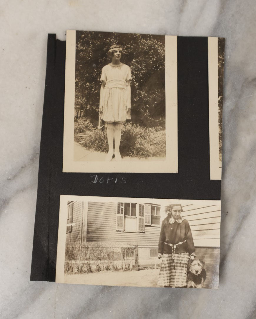 Lot 050 - Single Antique Snapshot Photo Of Bertha And Teddy, Woman With Giant Teddy Bear, Other Photos On Reverse