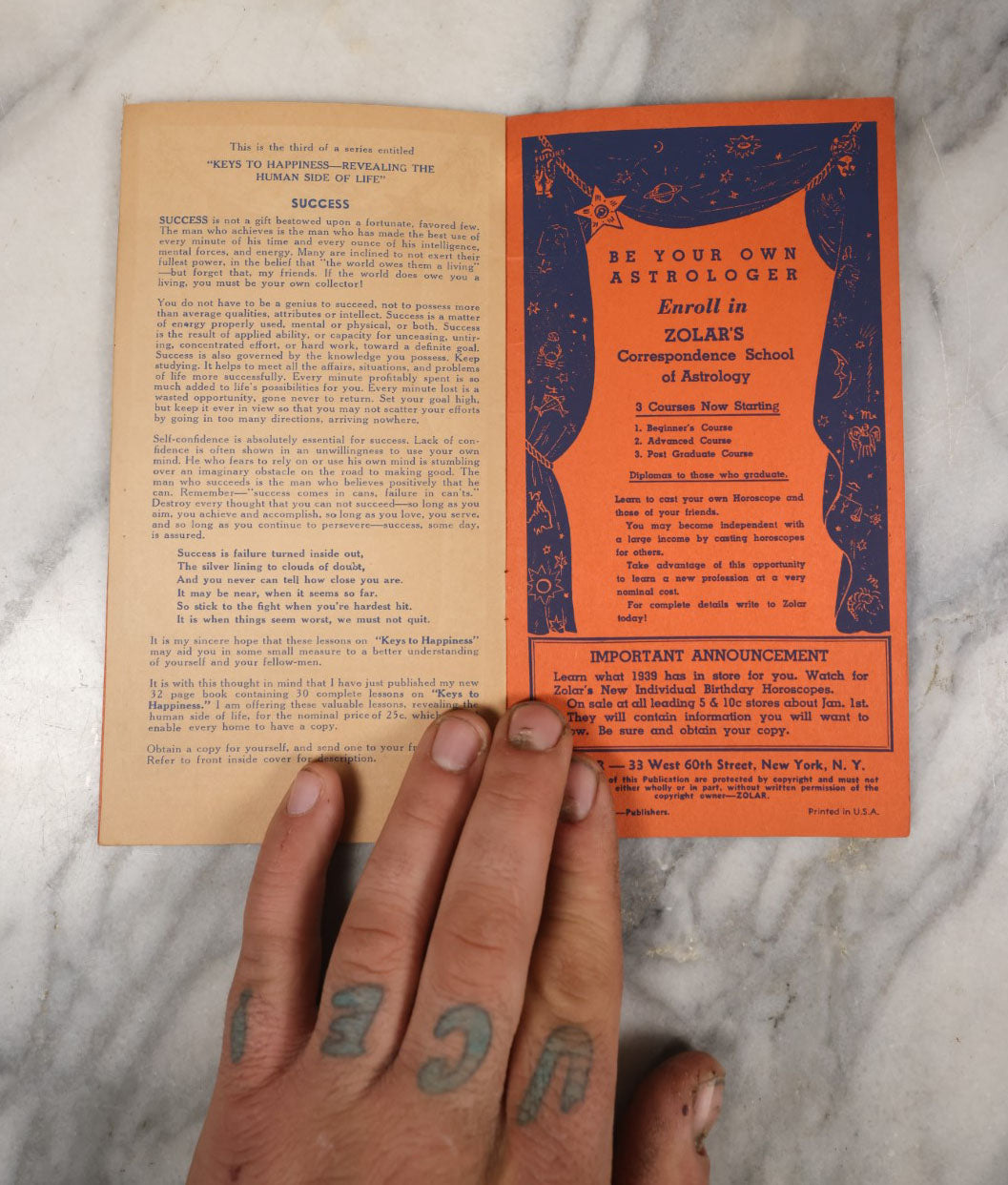 Lot 052 - Pair Of Vintage Pamphlets, Zolar's Horoscope And Daily Guide, For October 6th And 13th, 1938, America's Most Popular Astrologer