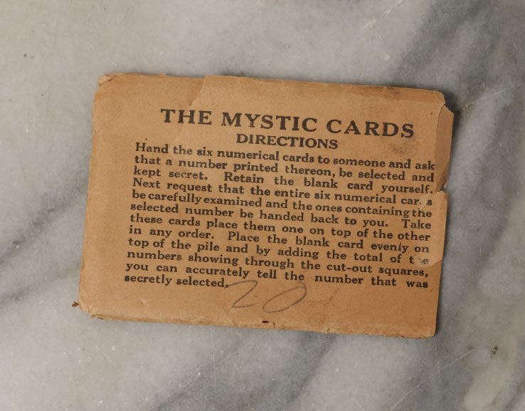 Lot 053 - The Mystic Cards, Vintage Advertising Magic Card Trick, Advertising Economy Lubricating Company, Charlestown, Massachusetts, With Instructions And Folder