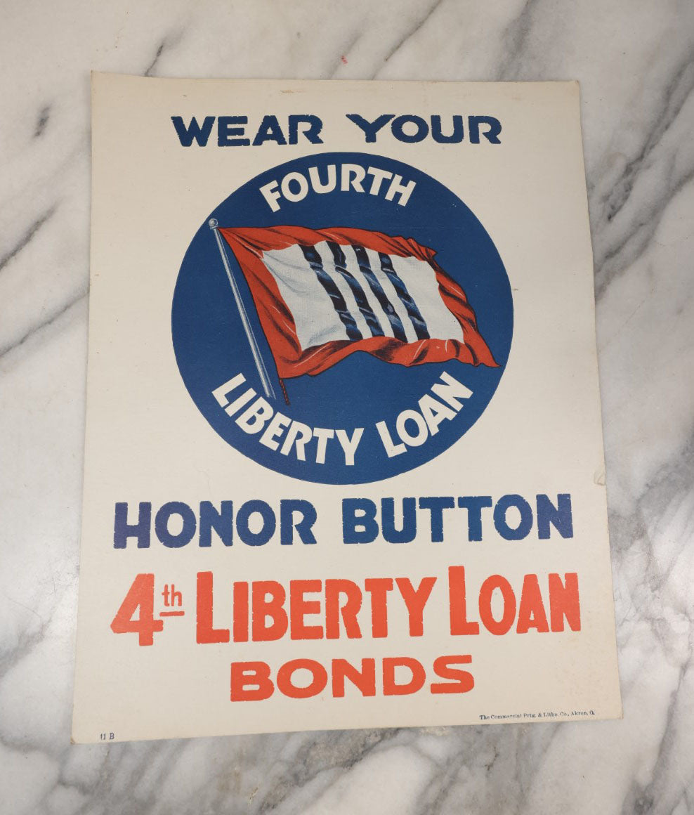 Lot 055 - Grouping Of Four Pieces Of Patriotic Ephemera, Including Third Liberty Loan Posters, Uncle Sam Forever, And United We Stand Red Cross Poster