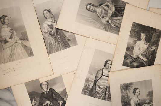 Lot 057 - Grouping Of 15 Engraved Bookplates Of Famous Historical Women, Including Joan Of Arc, Marie Antoinette, Anne Boleyn, And More, Late 19th Century