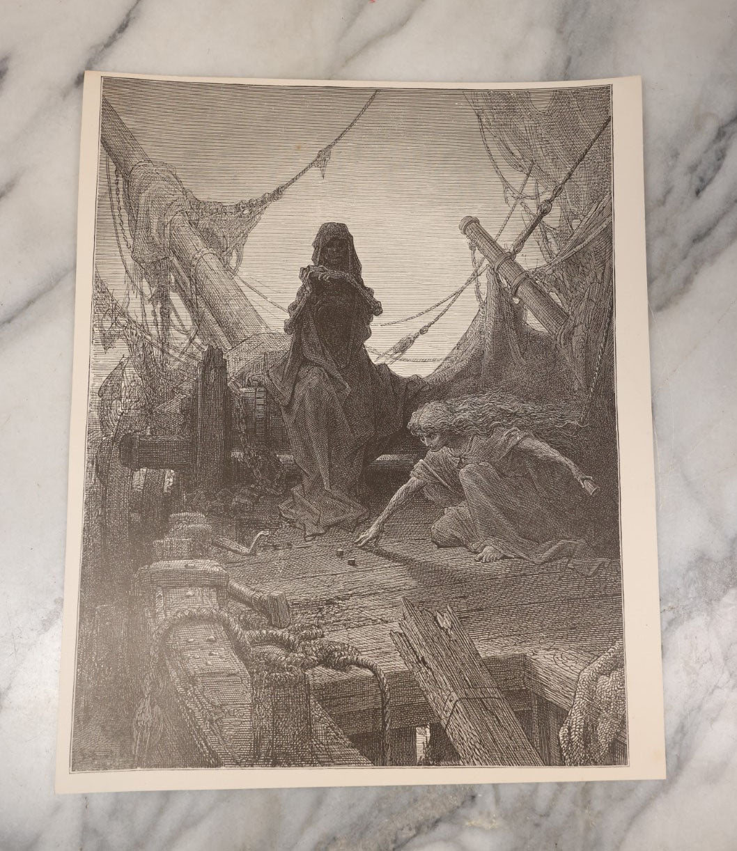 Lot 058 - Grouping Of 10 Illustrated Book Plates Of The Rime Of The Ancient Mariner As Illustrated By Gustave Dore, Featuring Haunting Seafaring Scenes And More, Late 19th Century